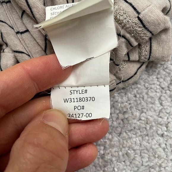 Prana Ruched Bodycon Midi Dress Womens Medium Beige Stripe V-Neck Stretch Casual - Picture 5 of 13